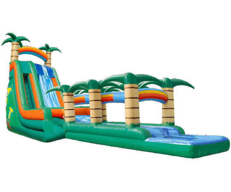 65′ Tropical Dual Lane Water Slide Slip-N-Splash Combo Rental - Mid ...